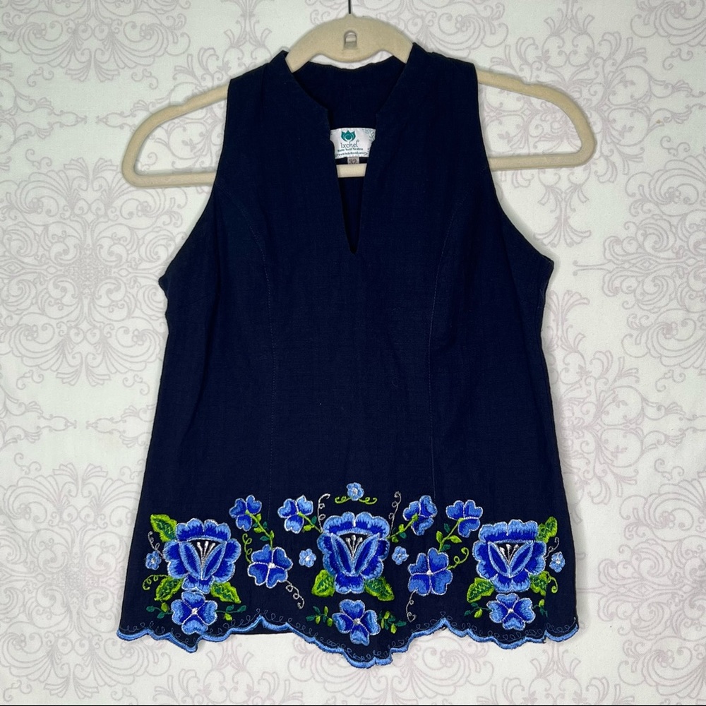 Mexican Handmade floral embroidered top zipper size 32 Medium
